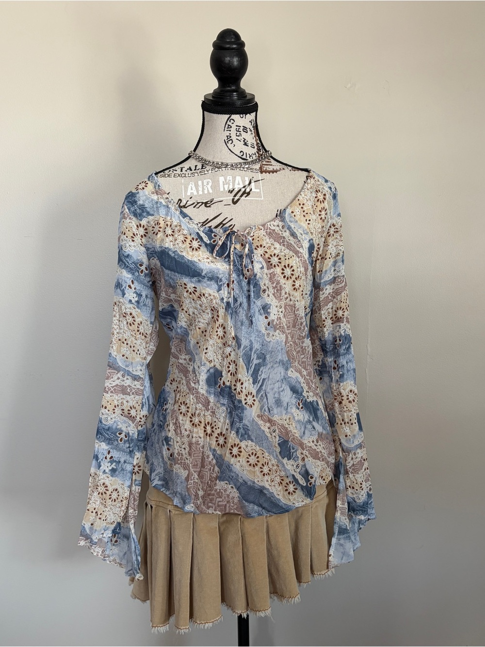 suzy shier blue sheer fairycore blouse top | whimsigoth, fairy, boho